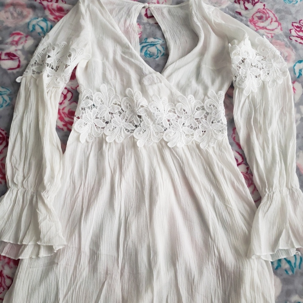 Zaful Crochet Lace Inset A Line Mini Dress